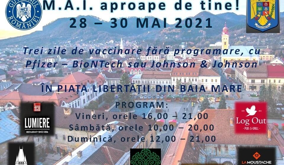 VIDEO | Maraton de Vaccinare ”M.A.I. aproape de tine!”în Piața Libertății din municipiul Baia Mare VIDEO | Maraton de Vaccinare ”M.A.I. aproape de tine!”în Piața Libertății din municipiul Baia Mare