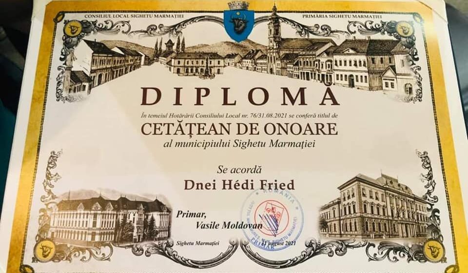 Hédi Fried a primit titlul de Cetățean de onoare al municipiului Sighetu Maramației