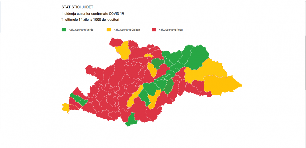 Rata de incidență a scăzut în Maramureș la 7,07 la 1000 de locuitori, 17 localități în zona verde