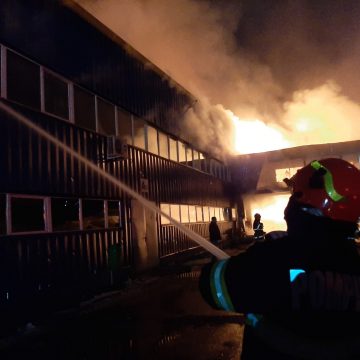 Video | Incendiu de proporții la o hală de producție, la Taparo