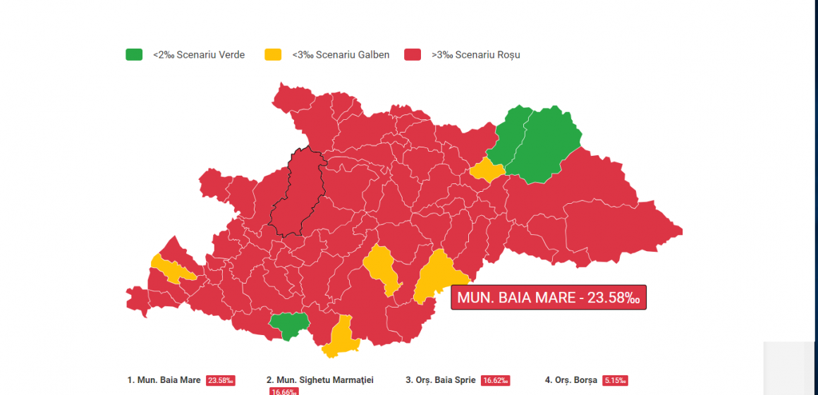 Rata de incidență a scăzut la13,98 la 1000 de locuitori, 191 de cazuri noi de îmbolnăvire