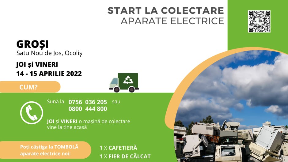 ADI Deșeuri: Colectare deșeuri electrice în comuna Groși, Satu Nou de Jos și Ocoliș