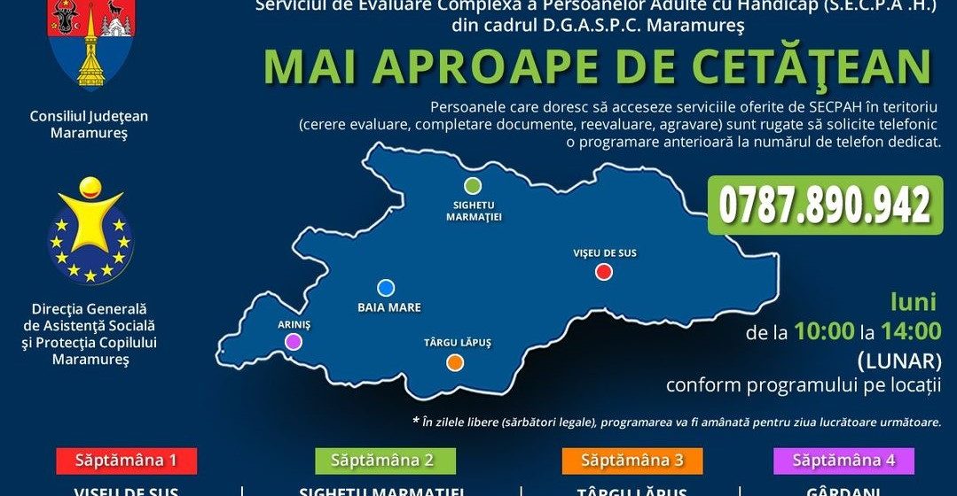 Serviciul de Evaluare Complexă a Persoanelor Adulte cu Handicap (SECPAH) se va deplasa în teritoriu și în luna iunie
