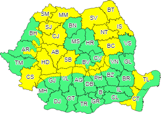Cod galben de atenționare meteorologică pentru județul Maramureș