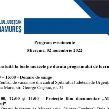 30 de ani de la înființarea Consiliului Județean Maramureș – Programul evenimentelor de miercuri, 2 noiembrie