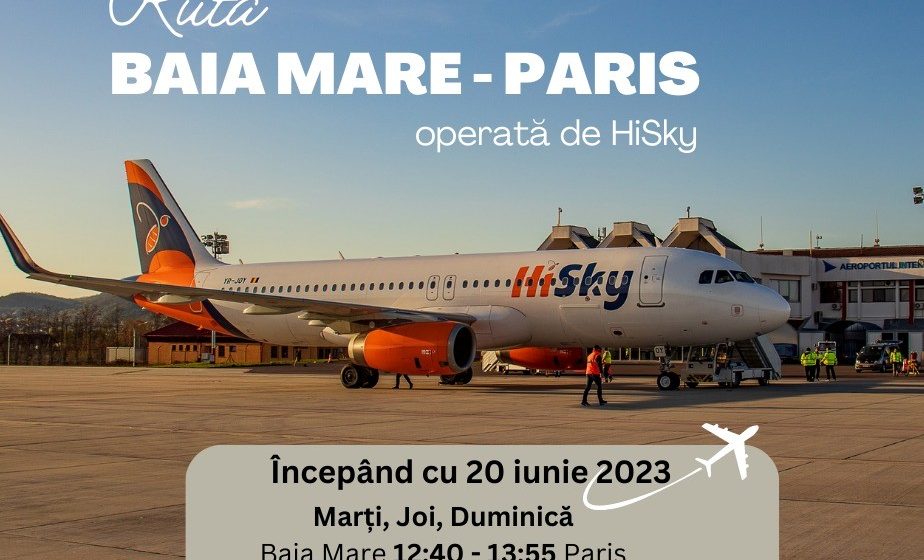 Baia Mare – Paris, trei zboruri pe săptămână din vară