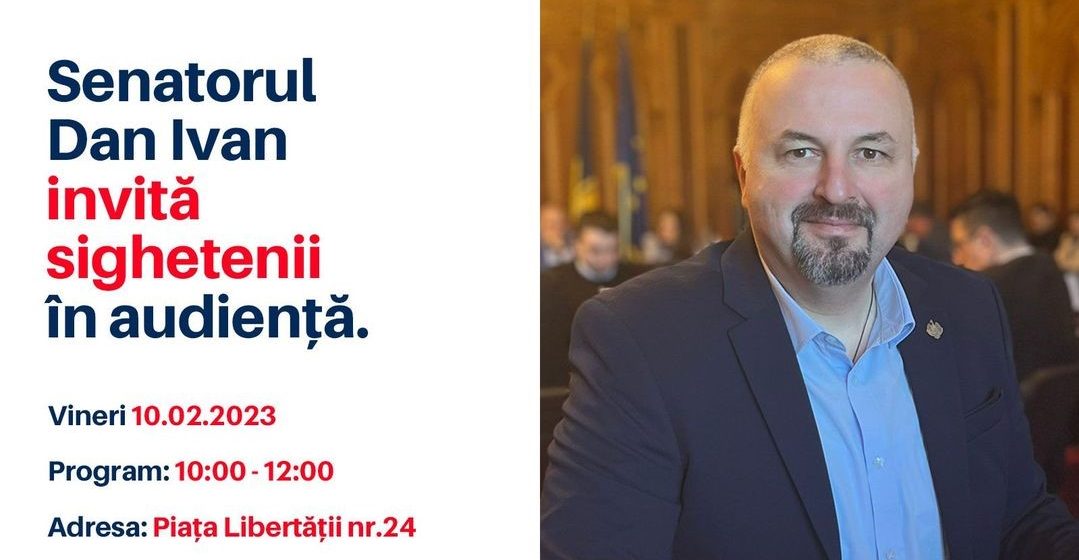 Senatorul USR Maramureș, Dan Ivan, invită cetățenii în audiențe la cabinetul senatorial din Sighetu Marmației