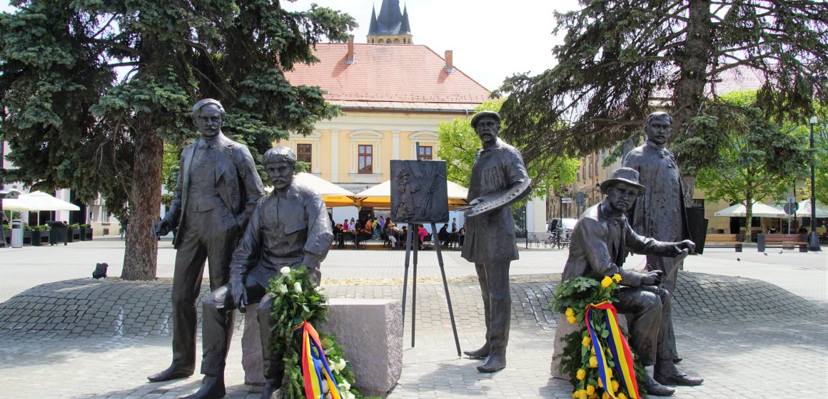 Video | Recunoștință fondatorilor Școlii de Pictură Băimărene, s-a dezvelit grupul statuar care îi reprezintă