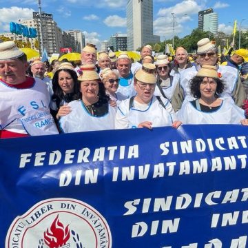 Video | Sindicatul Liber din Învățământ Maramureș, la marșul de protest din capitală
