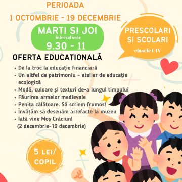 MUZEUL JUDEȚEAN DE ISTORIE ȘI ARHEOLOGIE: Programul de educație muzeală „Muzeul Viu” continuă și în acest an școlar