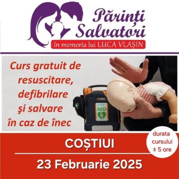 PĂRINȚI SALVATORI: Curs gratuit de resuscitare și defibrilare și salvare în caz de înec la Coștiui