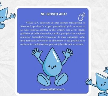 VITAL: Atenție la consum! Irigatul grădinilor și spălatul teraselor, curţilor, pavajelor sau umplerea piscinelor, bazinelor/rezervoarelor de mare capacitate,suprasolicită resursele de apă VITAL: Atenție la consum! Irigatul grădinilor și spălatul teraselor, curţilor, pavajelor sau umplerea piscinelor, bazinelor/rezervoarelor de mare capacitate,suprasolicită resursele de apă