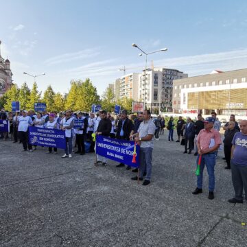 VIDEO: Reprezentații confederațiilor sindicale din județul Maramureș au pichetat din nou în fața Prefecturii