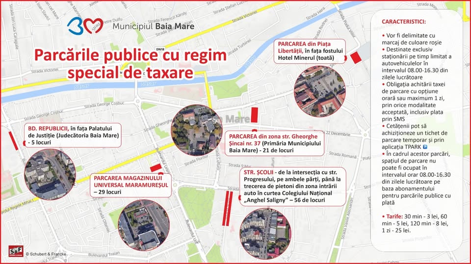 BAIA MARE: Parcări cu regim special de taxare în 5 locații din municipiu, începând cu data de 16 martie BAIA MARE: Parcări cu regim special de taxare în 5 locații din municipiu, începând cu data de 16 martie