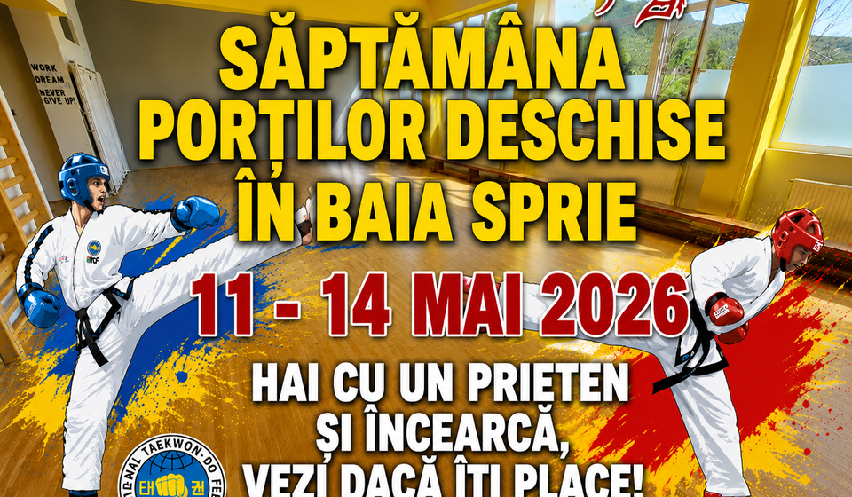 BAIA SPRIE: Începând cu 11 mai se dă startul antrenamentelor de Taekwon-do ITF – Săptămâna porților deschise