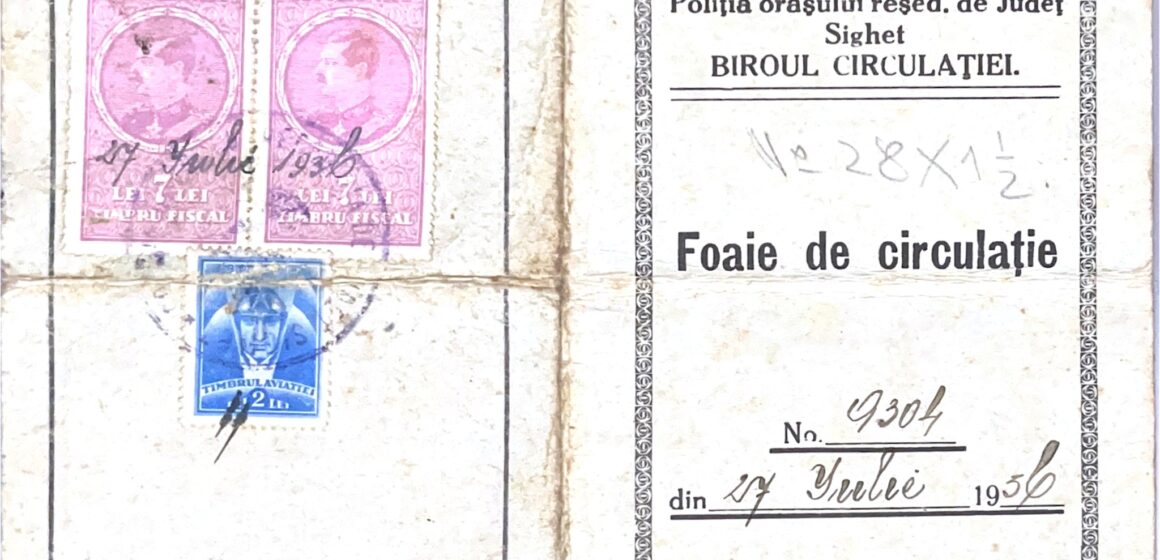 MUZEUL MARAMUREȘAN: Foaie de circulație emisă în anul 1936 pentru o bicicletă MUZEUL MARAMUREȘAN: Foaie de circulație emisă în anul 1936 pentru o bicicletă
