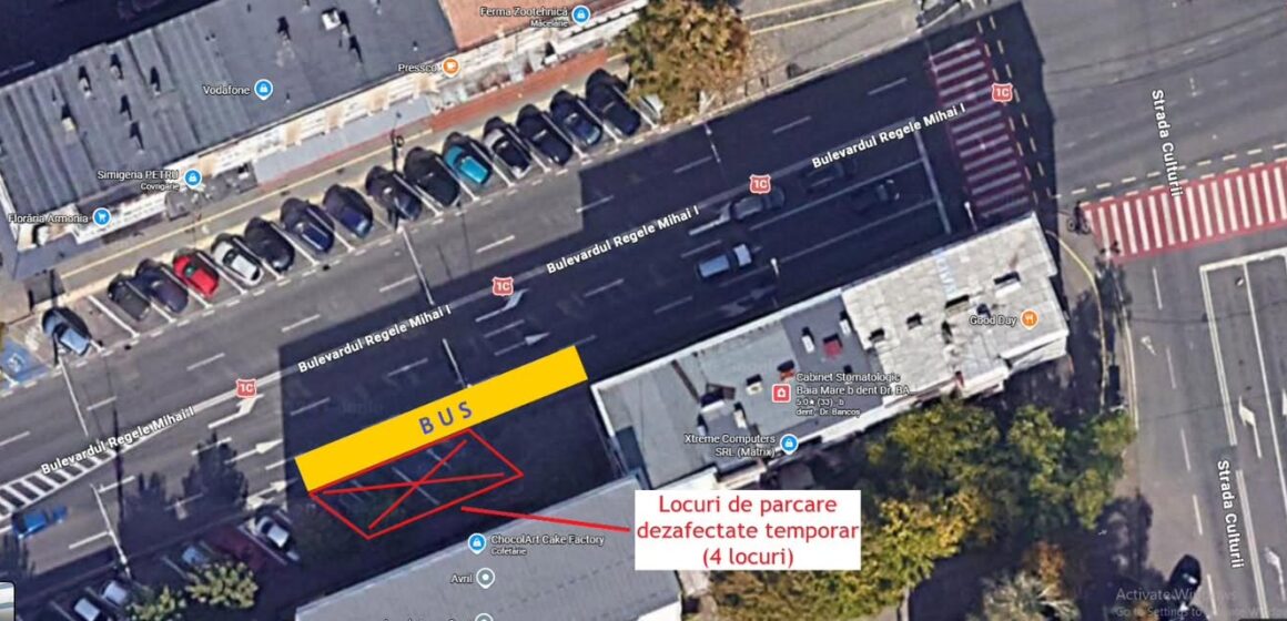 BAIA MARE: Stație temporară de autobuz pe Bulevardul Regele Mihai I BAIA MARE: Stație temporară de autobuz pe Bulevardul Regele Mihai I