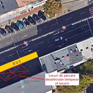 BAIA MARE: Stație temporară de autobuz pe Bulevardul Regele Mihai I BAIA MARE: Stație temporară de autobuz pe Bulevardul Regele Mihai I