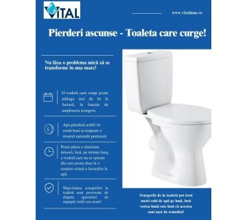 VITAL: Atenție la pierderile de apă pe rețeaua interioară – O toaletă care curge poate adăuga zeci de lei la factură, în funcție de amploarea scurgerii