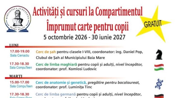 BIBLIOTECA JUDEȚEANĂ ”PETRE DULFU” BAIA MARE: Activități și cursuri gratuite BIBLIOTECA JUDEȚEANĂ ”PETRE DULFU” BAIA MARE: Activități și cursuri gratuite