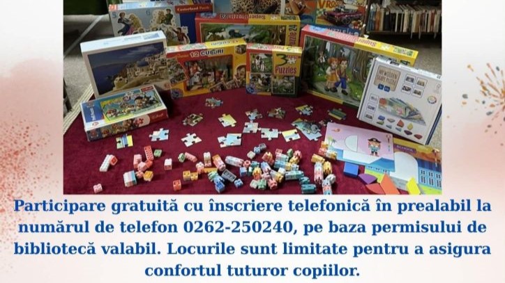 ATELIER DE JOACĂ pentru toate vârstele la Filiala Traian ATELIER DE JOACĂ pentru toate vârstele la Filiala Traian