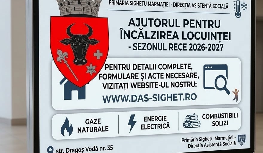 SIGHET: Când începe preluarea dosarelor pentru acordarea ajutorului de încălzire a locuinței SIGHET: Când începe preluarea dosarelor pentru acordarea ajutorului de încălzire a locuinței